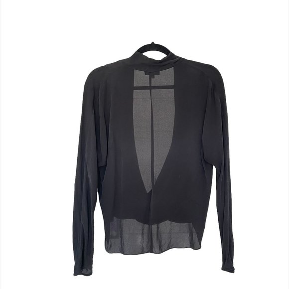 Aritzia Babaton 100% Silk Black V-Neck Blouse - M - Picture 2 of 2